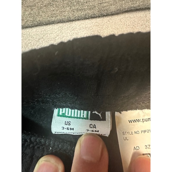 Puma Infant Tracksuit‎ Set Hoodie & Pants Logo Gray Black 3-6M - Picture 6 of 8